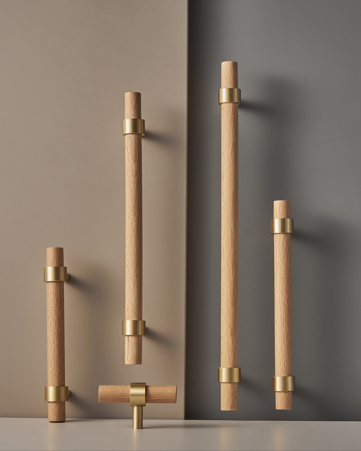 CATSKILL BRASS & BEECH WOOD CABINET PULL