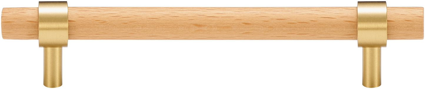 CATSKILL BRASS & BEECH WOOD CABINET PULL