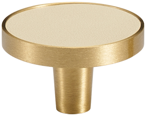 MADISON LEATHER & BRASS CABINET KNOB BEIGE