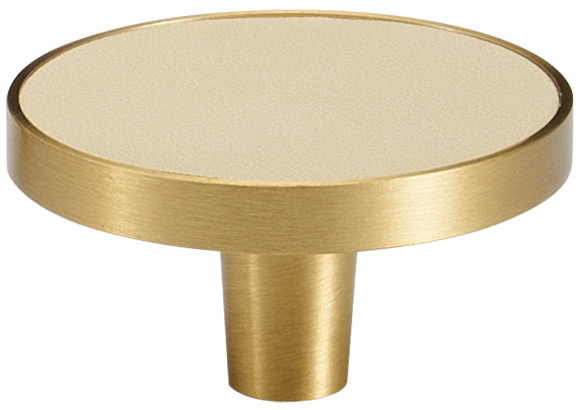 MADISON LEATHER & BRASS CABINET KNOB BEIGE