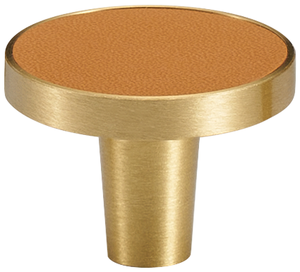 MADISON LEATHER & BRASS CABINET KNOB ORANGE