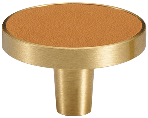 MADISON LEATHER & BRASS CABINET KNOB ORANGE
