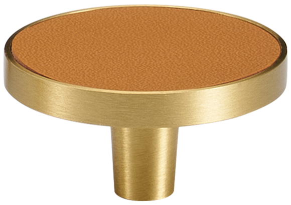 MADISON LEATHER & BRASS CABINET KNOB ORANGE
