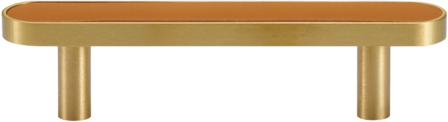 MADISON LEATHER & BRASS CABINET PULL ORANGE