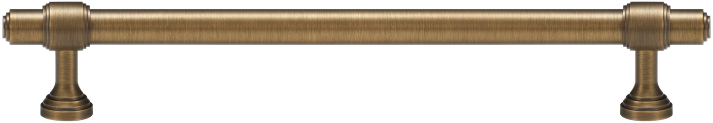 BURLINGTON TURNED-END PULL IN ANTIQUE BRASS