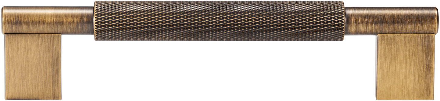 CHELSEA KNURLED BAR PULL IN ANTIQUE BRASS