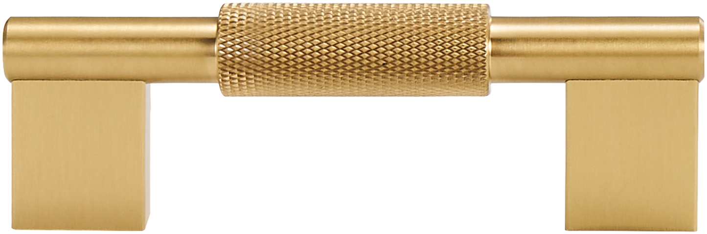 CHELSEA KNURLED BAR PULL IN BRUSHED BRASS