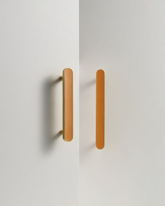 MADISON LEATHER & BRASS CABINET PULL ORANGE