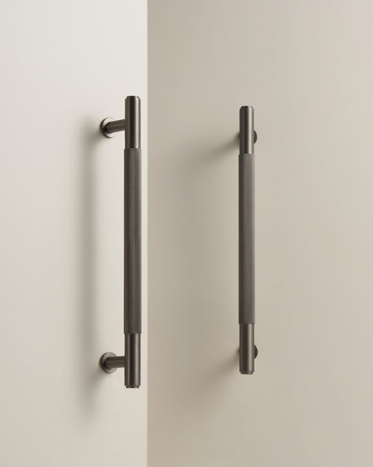 GRAMERCY FLUTED BRASS CABINET PULL IN GUNMETAL