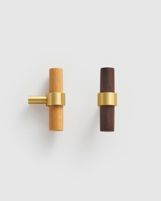 CATSKILL BRUSHED BRASS & WOOD CABINET KNOB