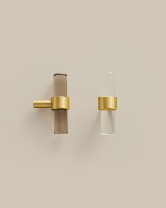 CATSKILL BRUSHED BRASS & ACRYLIC CABINET KNOB