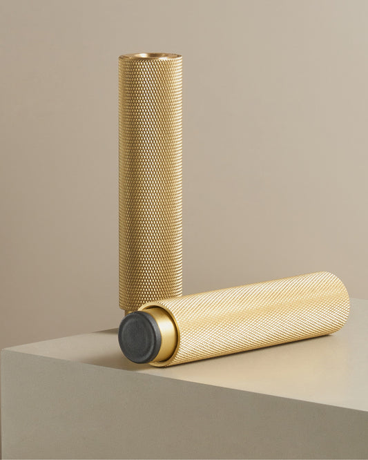 SOHO KNURLED FURNITURE LEGS IN BRUSHED BRASS (PAIR)