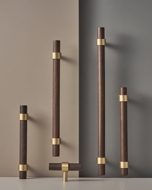 CATSKILL BRASS &  WALNUT CABINET PULL