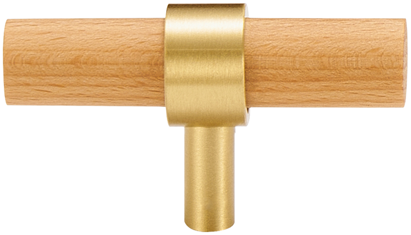 CATSKILL BRUSHED BRASS & WOOD CABINET KNOB