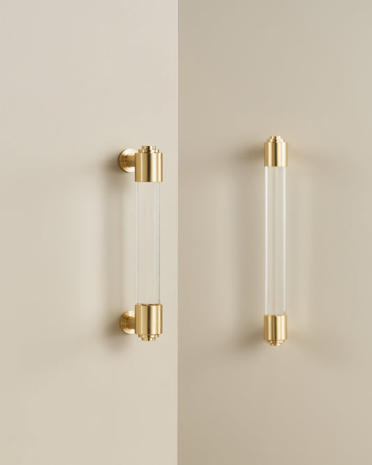 REGENT ACRYLIC PULL WITH BRASS ACCENTS