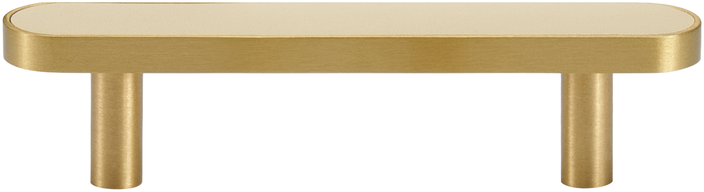 MADISON LEATHER & BRASS CABINET PULL BEIGE