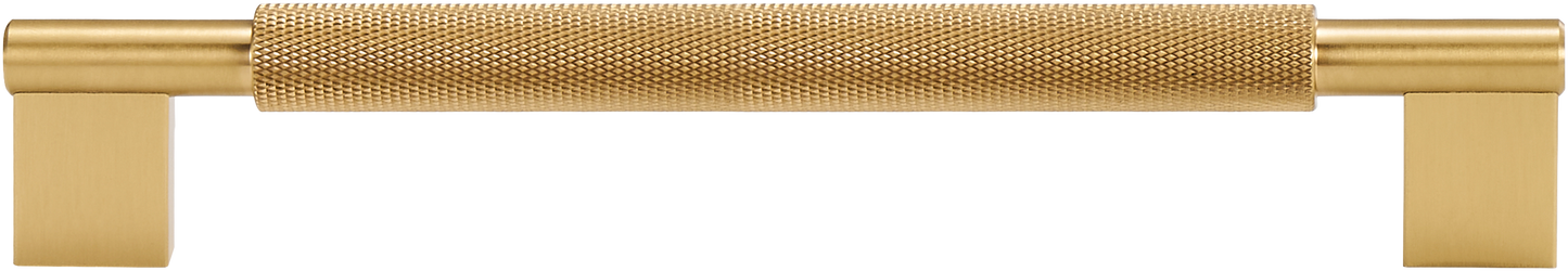 CHELSEA KNURLED BAR PULL IN BRUSHED BRASS